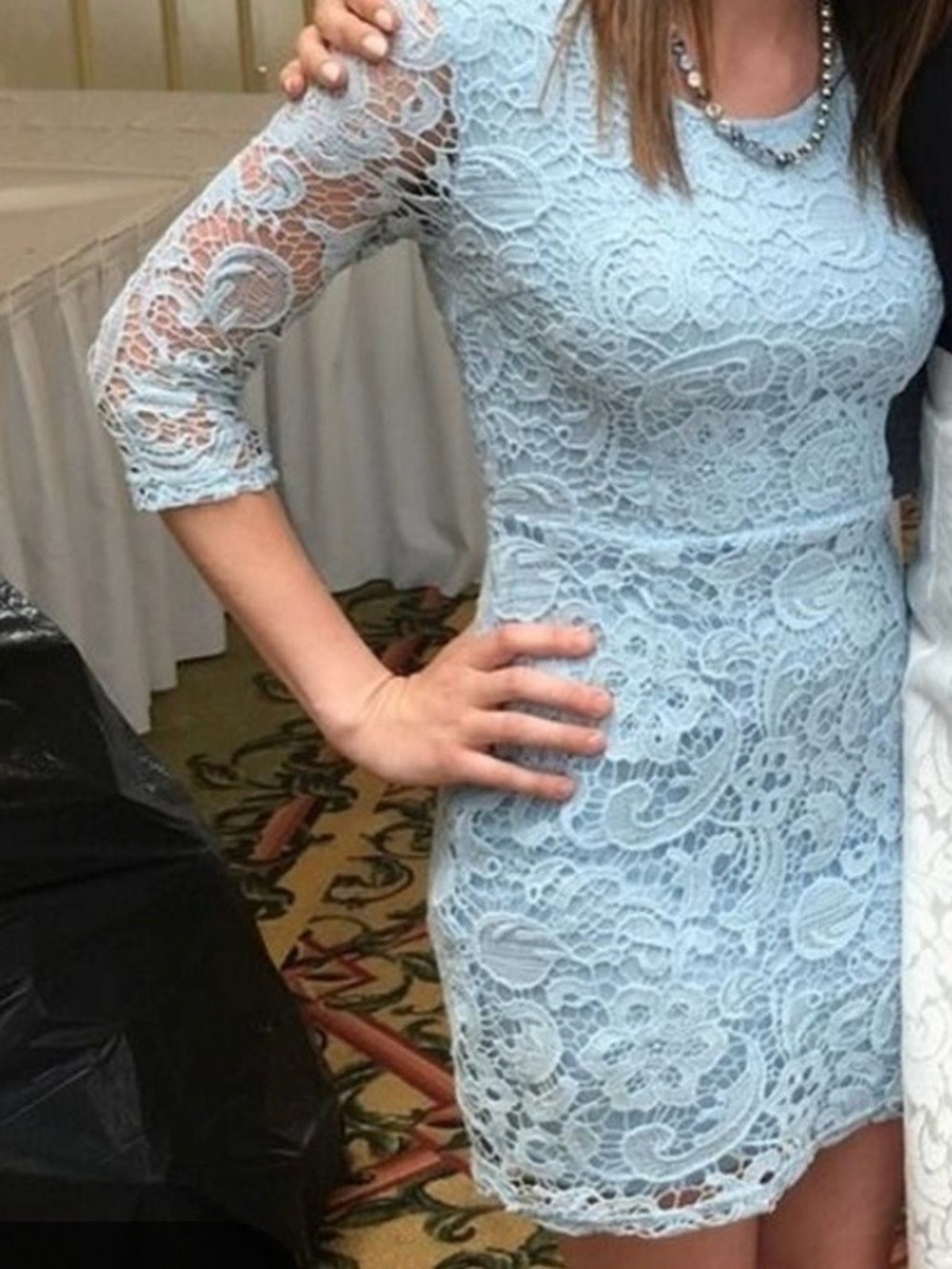 Charlotte Russe Light Blue Lace Sheath Dress - Elegant Women's Dress